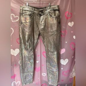 ZARA - Mens Silver Metallic Jeans